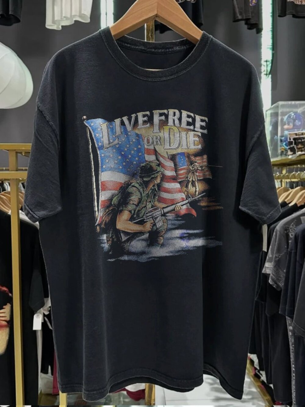 Live Free or Die Washed Black Tee